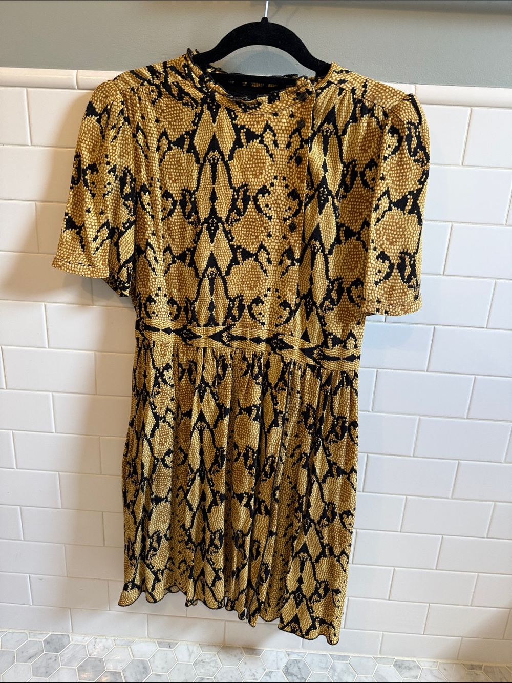 ba&sh Cascade Lady dress Yellow and Black Snake-Print size L